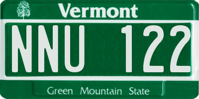 VT license plate NNU122