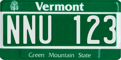 VT license plate NNU123