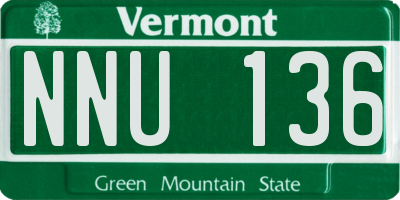VT license plate NNU136