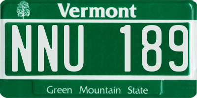 VT license plate NNU189
