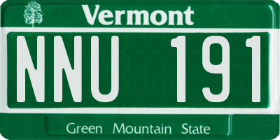 VT license plate NNU191