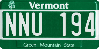 VT license plate NNU194