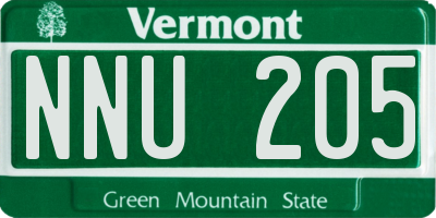 VT license plate NNU205