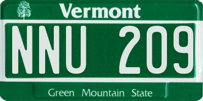 VT license plate NNU209