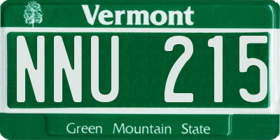 VT license plate NNU215