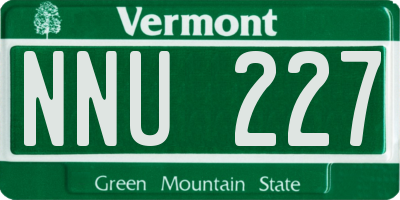VT license plate NNU227