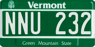 VT license plate NNU232