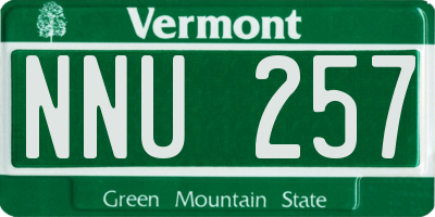 VT license plate NNU257