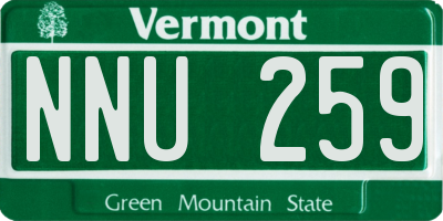 VT license plate NNU259