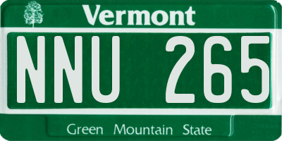 VT license plate NNU265
