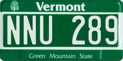 VT license plate NNU289