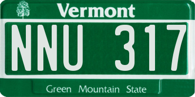 VT license plate NNU317