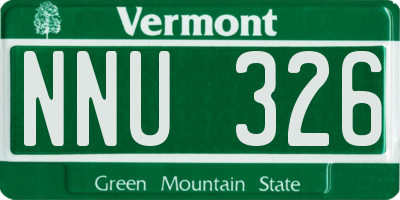 VT license plate NNU326