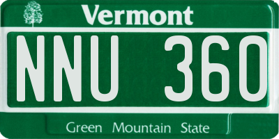 VT license plate NNU360