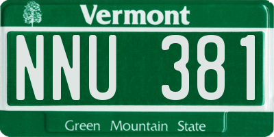 VT license plate NNU381