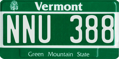 VT license plate NNU388