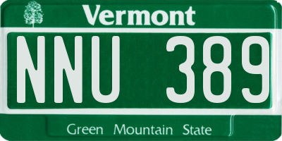 VT license plate NNU389