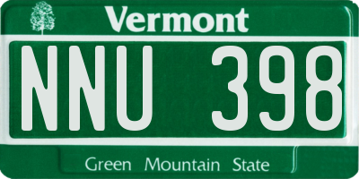 VT license plate NNU398