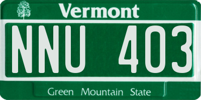 VT license plate NNU403