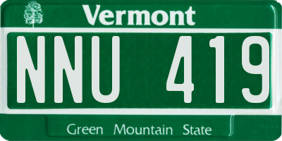 VT license plate NNU419