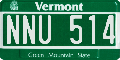 VT license plate NNU514