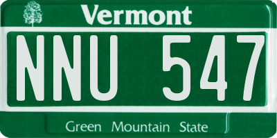 VT license plate NNU547