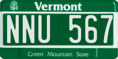 VT license plate NNU567