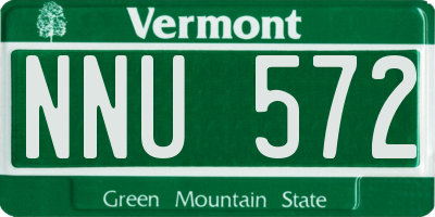 VT license plate NNU572