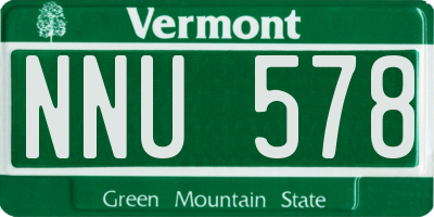 VT license plate NNU578