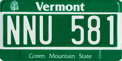 VT license plate NNU581