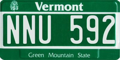 VT license plate NNU592