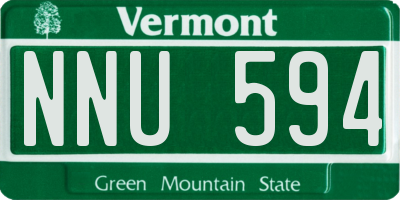 VT license plate NNU594