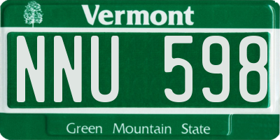 VT license plate NNU598