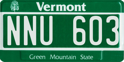 VT license plate NNU603