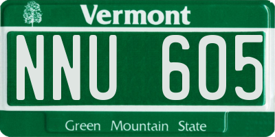 VT license plate NNU605