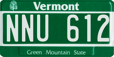 VT license plate NNU612