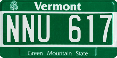 VT license plate NNU617