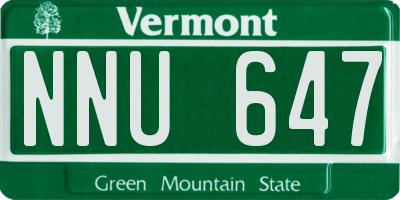 VT license plate NNU647