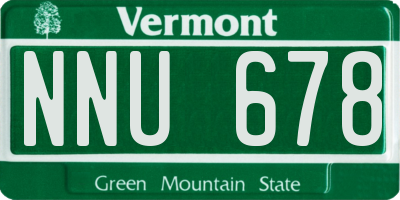 VT license plate NNU678