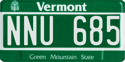 VT license plate NNU685