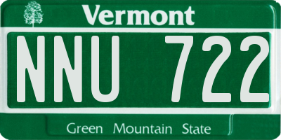 VT license plate NNU722
