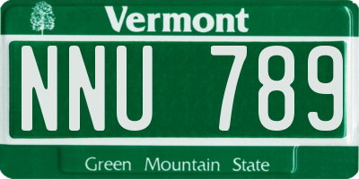 VT license plate NNU789