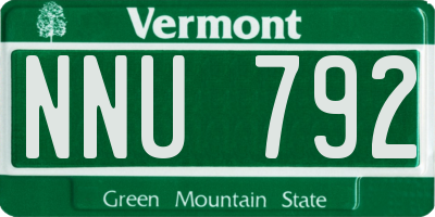 VT license plate NNU792
