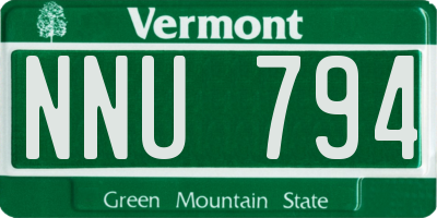 VT license plate NNU794