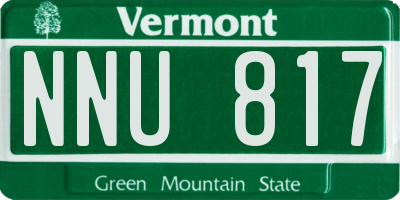 VT license plate NNU817