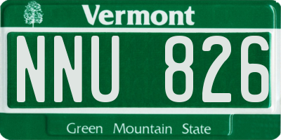 VT license plate NNU826