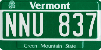 VT license plate NNU837