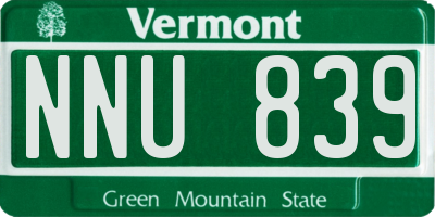 VT license plate NNU839