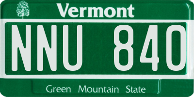 VT license plate NNU840