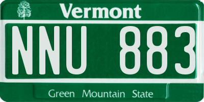 VT license plate NNU883